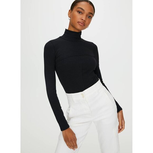 Aritzia WILFRED FREE Moon Pastel Tie Dye Velvet Cropped Turtleneck Top, Size XS - Picture 11 of 15